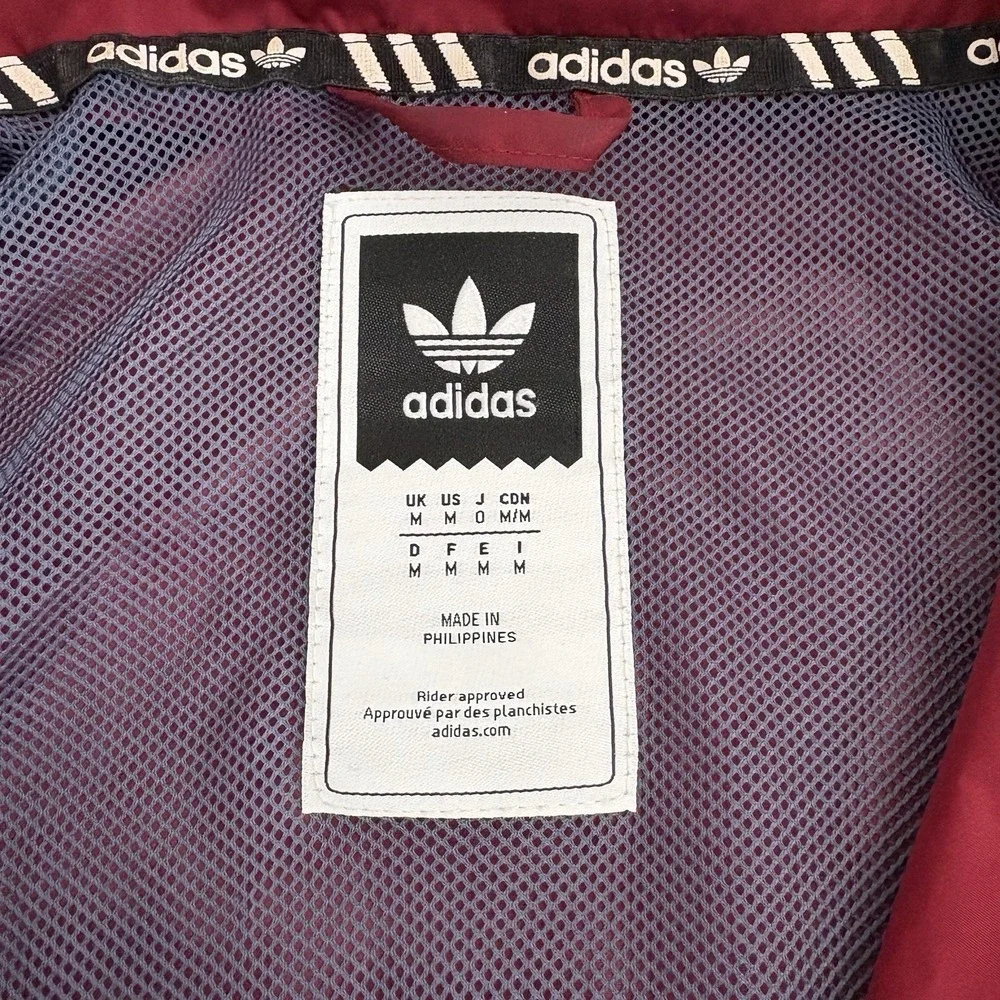 Adidas Skateboarding Mens‎ Red Windbreaker Jacket Zipper Hoodie Sz M Turkey Crew
